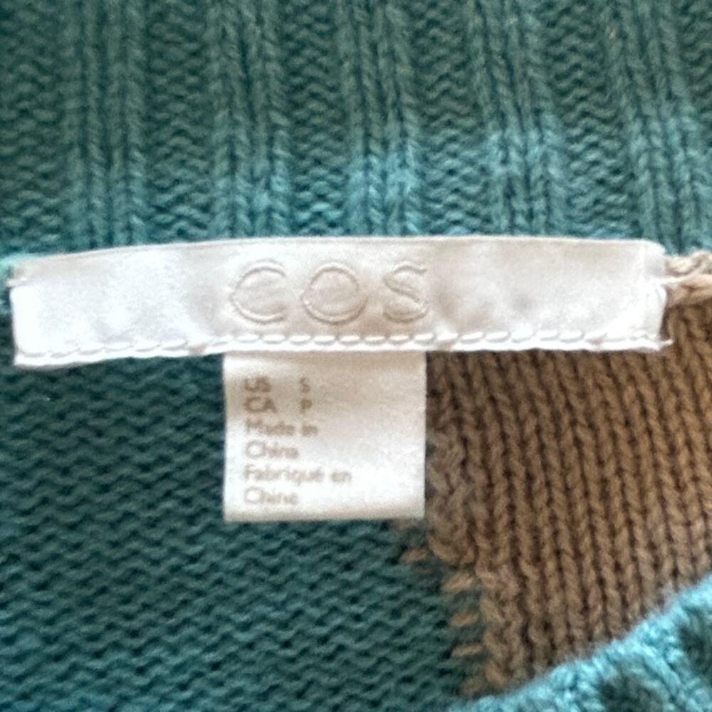 COS Crewneck Sweater SZ S Blue Abstract Design Preppy Quiet Luxury Slow Fashion - Picture 5 of 7